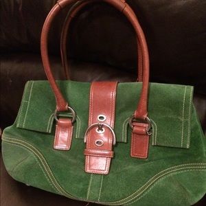Coach Hunter Green Suede Handbag